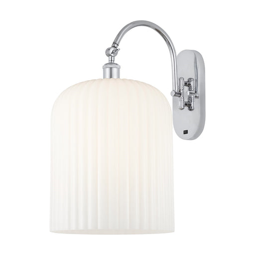 Innovations Bridal Veil 12in 1-Light Wall Sconce | Industrial Polished Chrome and Gloss White Ribbed Glass | Bathroom & | Model 918-1W-PC-G559-12GWH