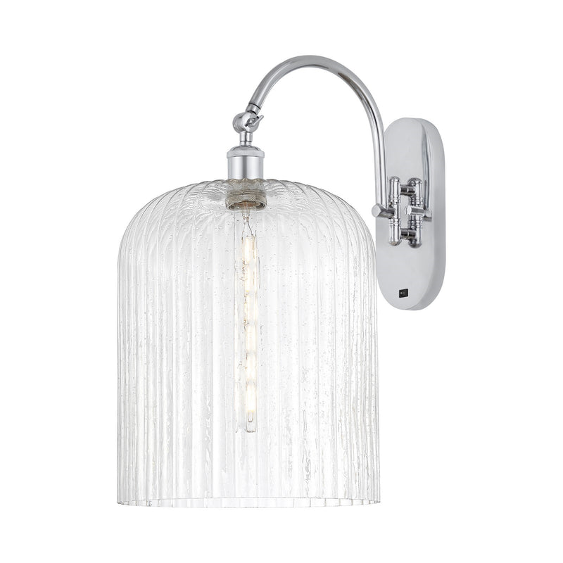 Innovations Bridal Veil 12in 1-Light Wall Sconce | Industrial Polished Chrome and Seedy Ribbed Glass | Bedroom & Hallway | Model 918-1W-PC-G559-12SDY