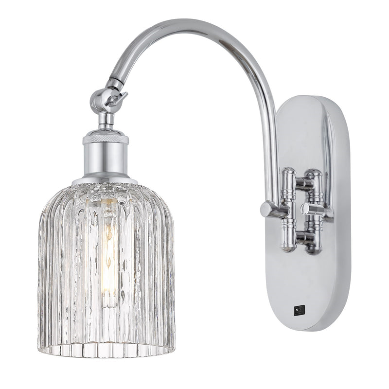 Innovations Bridal Veil 5in 1-Light Wall Sconce | Industrial Polished Chrome and Clear Ribbed Glass | Bedroom & Hallway Accent | Model 918-1W-PC-G559-5CL
