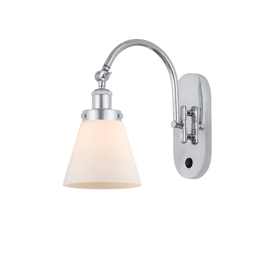 Innovations Cone 6.25in 1-Light Swing Arm Lamp | Industrial Polished Chrome and Matte White Frosted Glass | Bedroom & Living Room | Model 918-1W-PC-G61