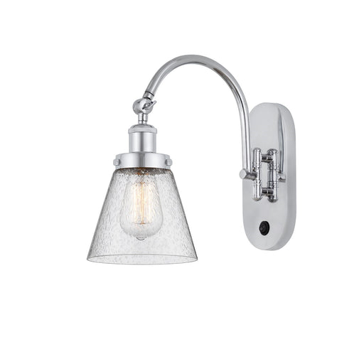 Innovations Cone 6.25in 1-Light Swing Arm Sconce | Industrial Polished Chrome and Seedy Glass | Bedroom & Living Room Reading Light | Model 918-1W-PC-G64