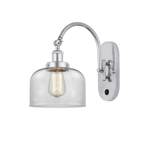 Innovations Bell 8in 1-Light Swing Arm Lamp | Industrial Polished Chrome Steel and Clear Glass | Bedroom & Living Room Reading Light | Model 918-1W-PC-G72