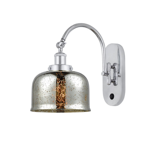 Innovations Bell 8in 1-Light Swing Arm Lamp | Industrial Polished Chrome Steel and Silver Plated Mercury Glass | Bedroom & Living | Model 918-1W-PC-G78