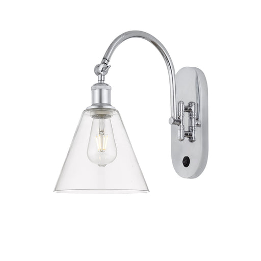 Innovations Berkshire Glass 8in 1-Light Wall Sconce | Industrial Polished Chrome and Clear Glass | Hallway & Bathroom Accent | Model 918-1W-PC-GBC-82