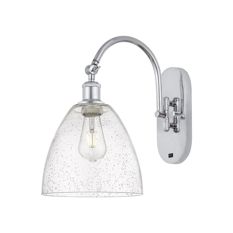 Innovations Bristol 9in 1-Light Wall Sconce | Industrial Polished Chrome and Seedy Glass | Bedroom & Hallway Accent | Model 918-1W-PC-GBD-94