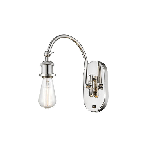 Innovations Halophane 4.5in 1-Light Swing Arm Wall Sconce | Industrial Polished Nickel Steel and Cast Brass | Bedroom & Living Room | Model 918-1W-PN