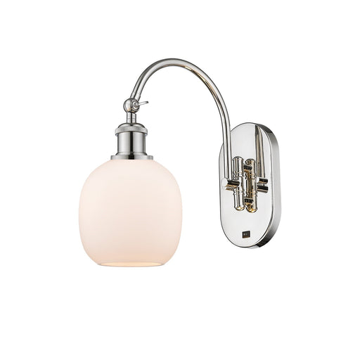 Innovations Belfast 6in 1-Light Wall Sconce | Industrial Polished Nickel Steel and Matte White Glass | Bathroom & Living Room | Model 918-1W-PN-G101