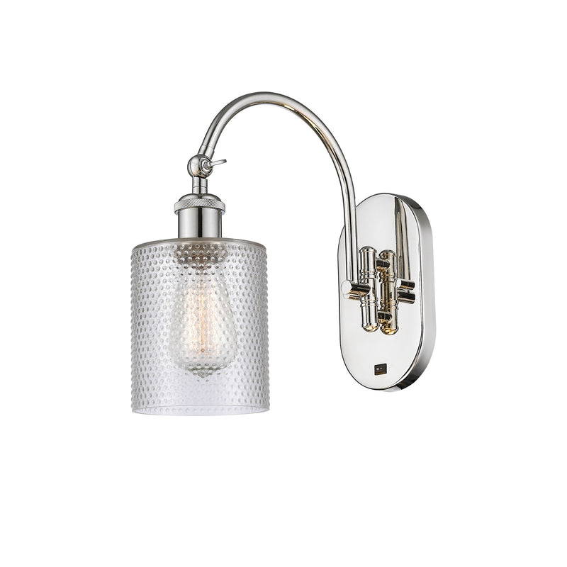 Innovations Cobbleskill 5in 1-Light Wall Sconce | Industrial Polished Nickel Steel and Clear Glass | Bedroom & Hallway Accent | Model 918-1W-PN-G112