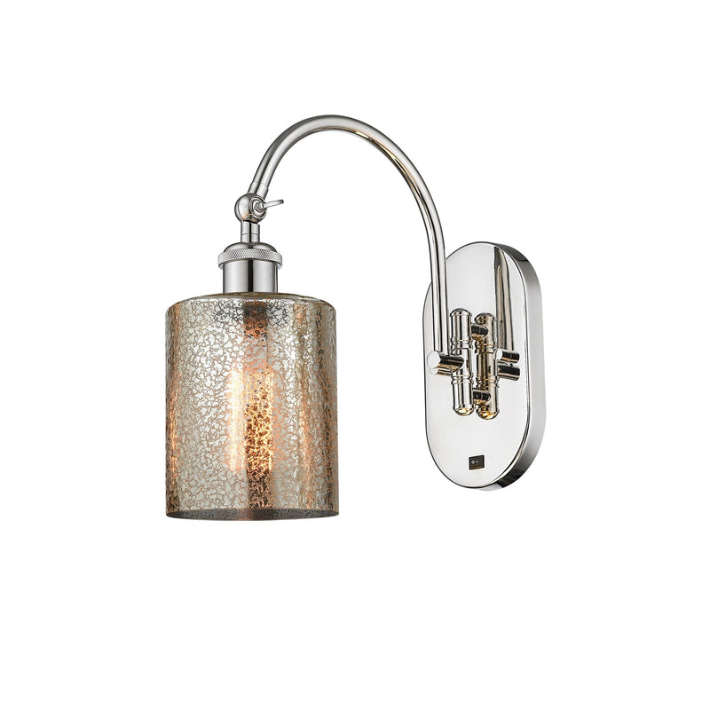 Innovations Cobbleskill 5in 1-Light Wall Sconce | Industrial Polished Nickel Steel and Mercury Glass | Bedroom & Hallway Accent | Model 918-1W-PN-G116