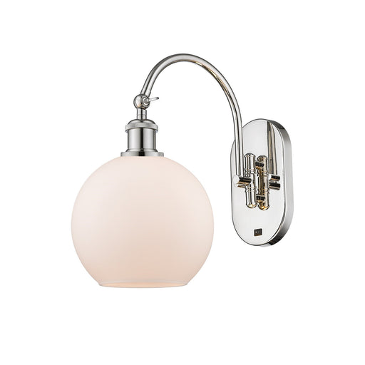 Innovations Lighting Ballston 8in 1-Light Wall Sconce | Industrial Polished Nickel and Matte White Glass | Bathroom & Hallway | Model 918-1W-PN-G121-8