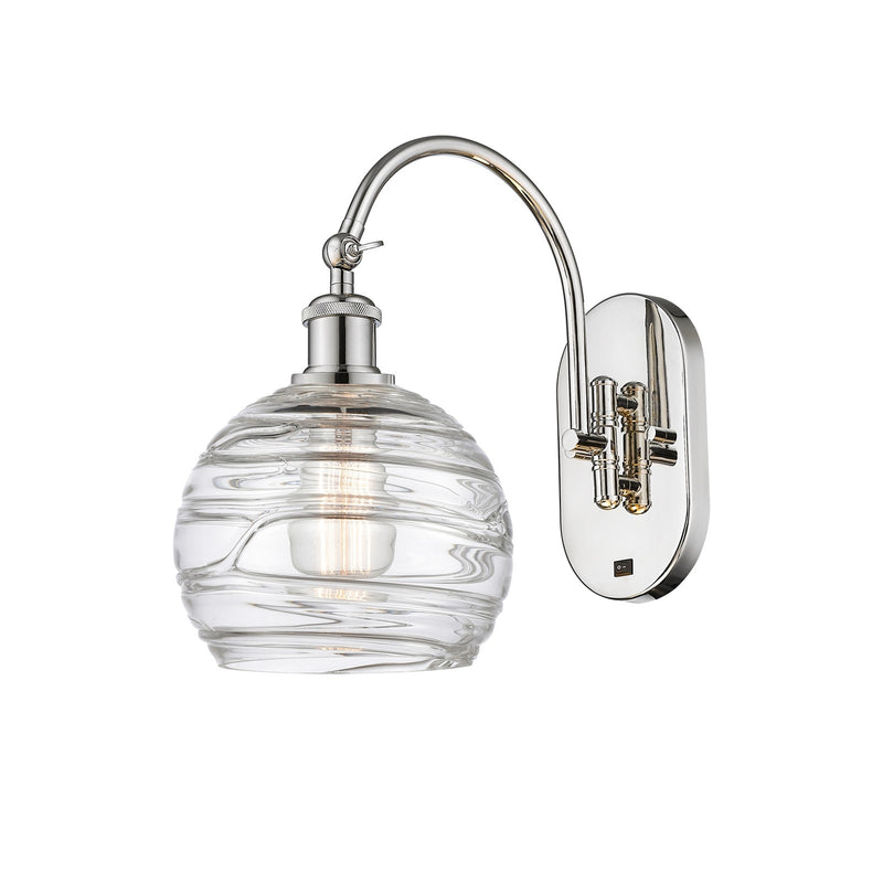 Innovations Athens Deco Swirl 8in 1-Light Wall Sconce | Industrial Polished Nickel and Clear Glass | Bedroom & Hallway Accent | Model 918-1W-PN-G1213-8CL