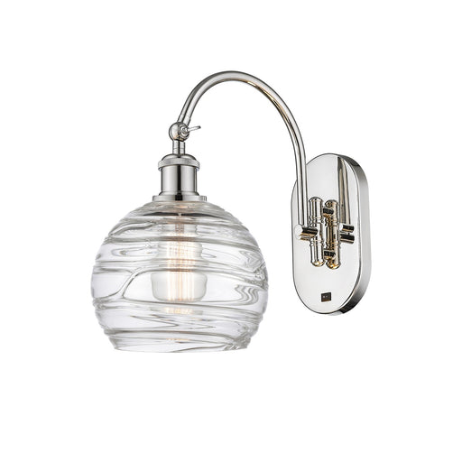 Innovations Athens Deco Swirl 8in 1-Light Wall Sconce | Industrial Polished Nickel and Clear Glass | Bedroom & Hallway Accent | Model 918-1W-PN-G1213-8CL