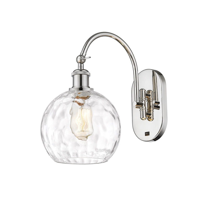 Innovations Athens Water Glass 8in 1-Light Wall Sconce | Industrial Polished Nickel and Clear Water Glass | Hallway & Bathroom | Model 918-1W-PN-G1215-8