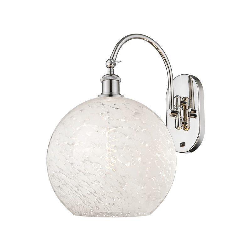 Innovations Lighting Ballston 12in 1-Light Wall Sconce | Industrial Polished Nickel and White Mouchette Glass | Bathroom & | Model 918-1W-PN-G1216-12WM