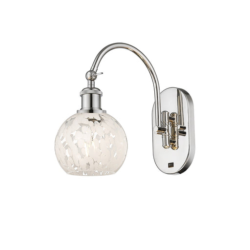 Innovations Lighting Ballston 6in 1-Light Wall Sconce | Industrial Polished Nickel and White Mouchette Glass | Bathroom & | Model 918-1W-PN-G1216-6WM