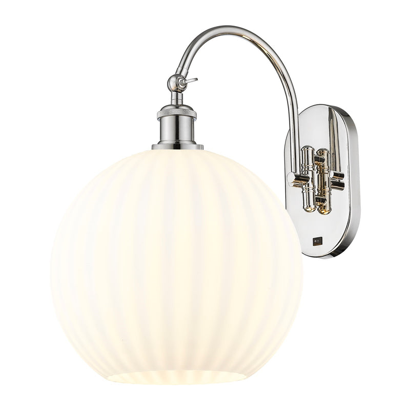 Innovations Lighting Ballston 12in 1-Light Wall Sconce | Industrial Polished Nickel and White Venetian Glass | Bathroom & | Model 918-1W-PN-G1217-12WV