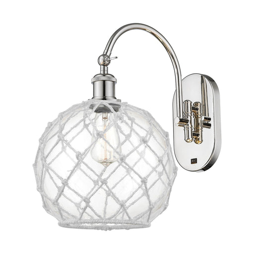 Innovations Farmhouse Rope 10in 1-Light Wall Sconce | Industrial Polished Nickel and Clear Glass with White Rope | Bedroom & | Model 918-1W-PN-G122-10RW