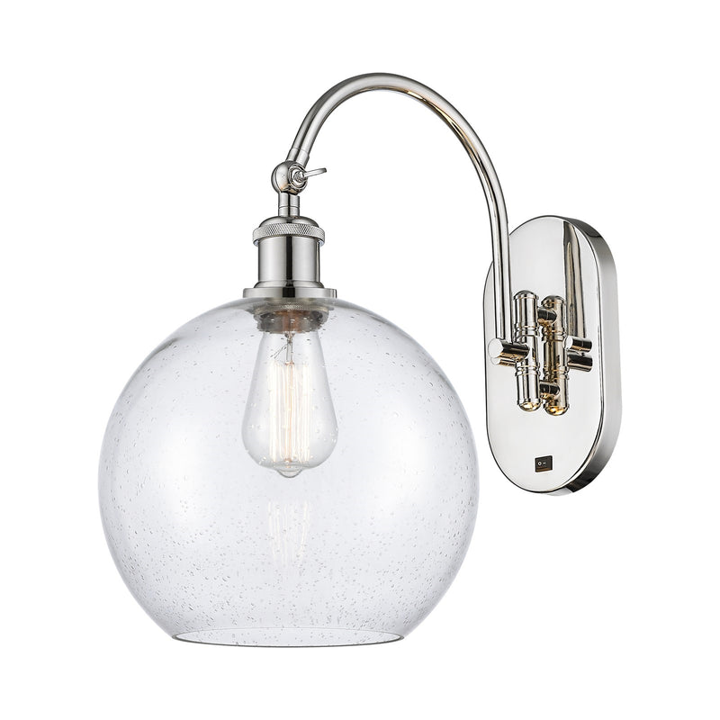 Innovations Athens 10in 1-Light Wall Sconce | Industrial Polished Nickel Steel and Seedy Glass | Hallway & Bathroom Accent | Model 918-1W-PN-G124-10