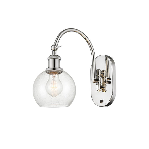 Innovations Athens 5.875in 1-Light Wall Sconce | Industrial Polished Nickel Steel and Seedy Glass | Hallway & Bathroom Accent | Model 918-1W-PN-G124-6