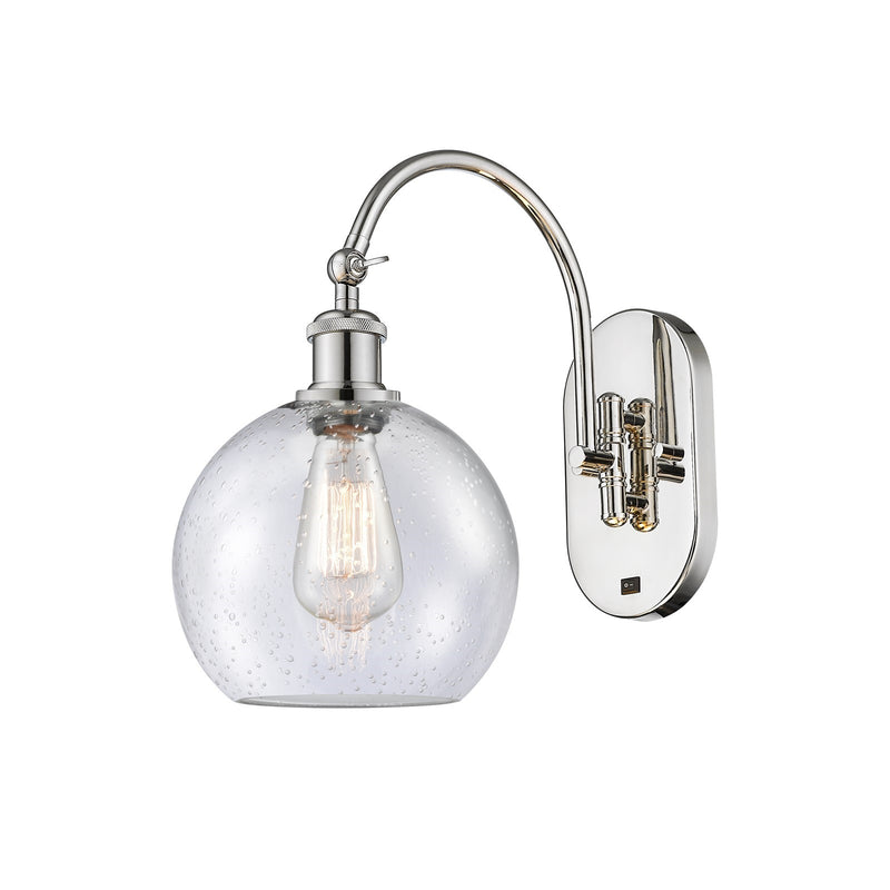 Innovations Athens 8in 1-Light Wall Sconce | Industrial Polished Nickel Steel and Seedy Glass | Hallway & Bathroom Accent | Model 918-1W-PN-G124-8