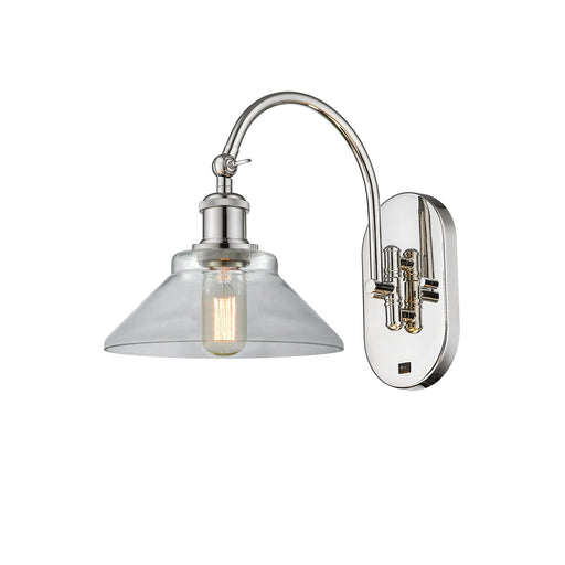 Innovations Orwell 8in 1-Light Wall Sconce | Industrial Polished Nickel and Clear Glass | Bedroom & Hallway Accent | Model 918-1W-PN-G132
