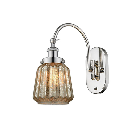 Innovations Chatham 7in 1-Light Swing Arm Lamp | Art Deco Polished Nickel and Mercury Ribbed Glass | Bedroom & Living Room Reading | Model 918-1W-PN-G146
