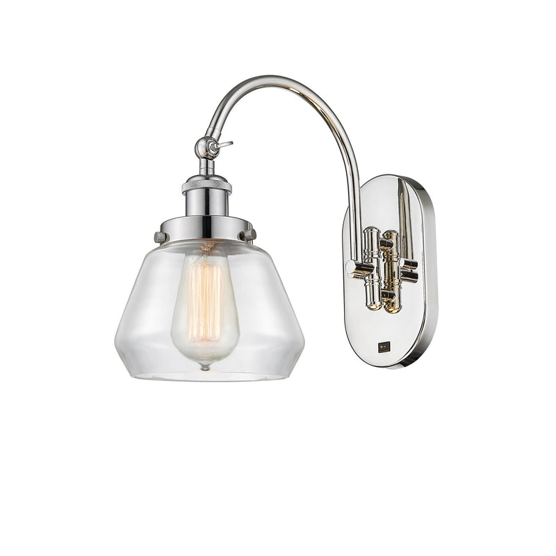Innovations Fulton 7in 1-Light Swing Arm Wall Sconce | Industrial Polished Nickel Steel and Clear Glass | Bedroom & Living Room | Model 918-1W-PN-G172-LED