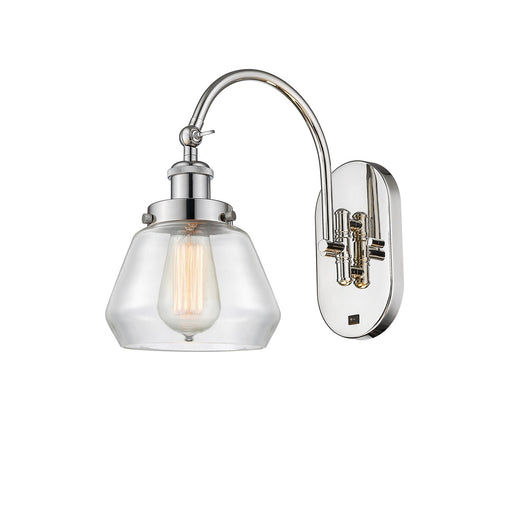Innovations Fulton 7in 1-Light Swing Arm Wall Sconce | Industrial Polished Nickel Steel and Clear Glass | Bedroom & Living Room | Model 918-1W-PN-G172-LED