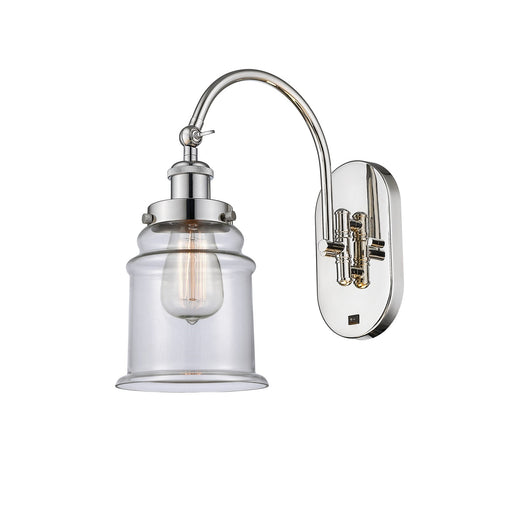 Innovations Canton 1-Light 6.5in Swing Arm Wall Sconce | Industrial Polished Nickel and Clear Glass | Bedroom & Living Room Reading | Model 918-1W-PN-G182