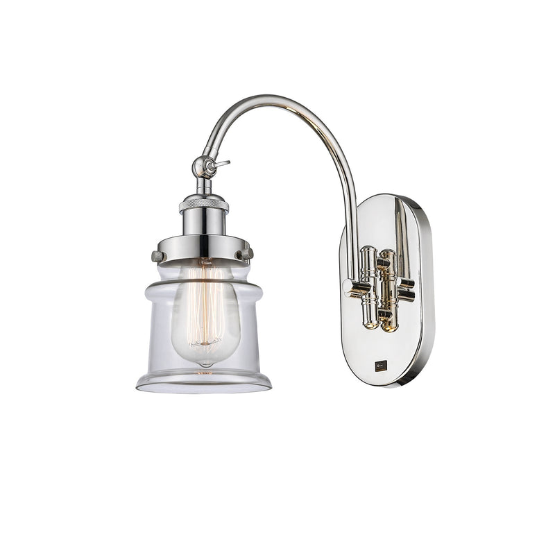 Innovations Canton 1-Light 6.5in Swing Arm Wall Sconce | Industrial Polished Nickel and Clear Glass | Bedroom & Living Room | Model 918-1W-PN-G182S