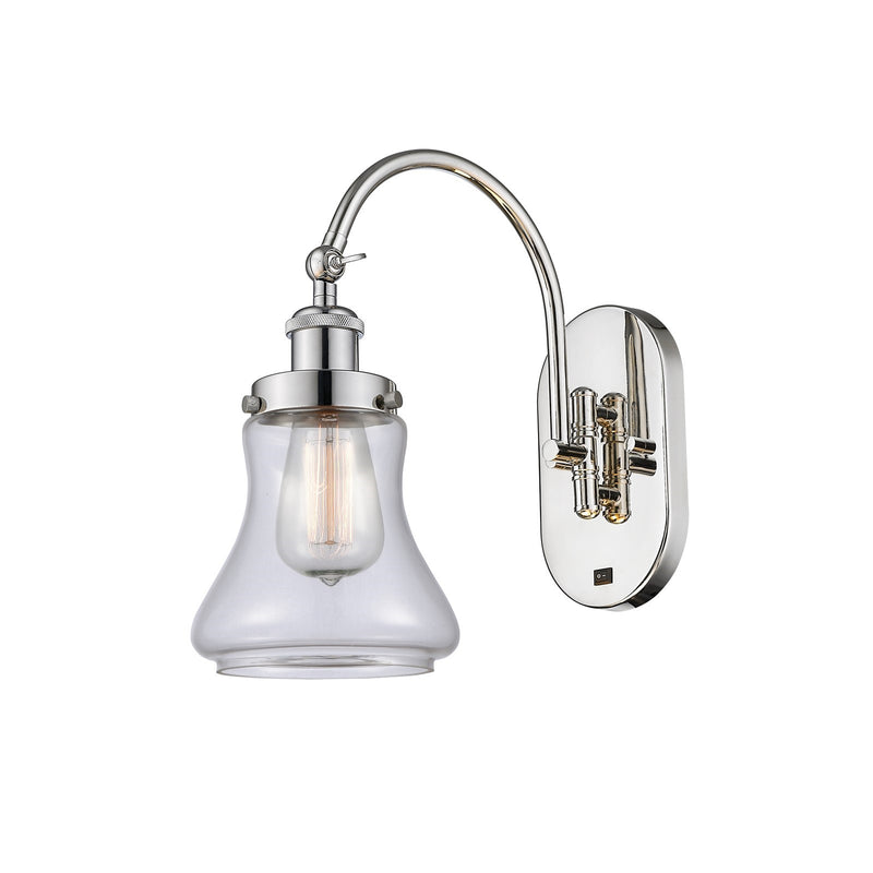 Innovations Bellmont 1-Light Swing Arm Wall Sconce | Industrial Polished Nickel Steel and Clear Glass | Bedroom & Living Room | Model 918-1W-PN-G192