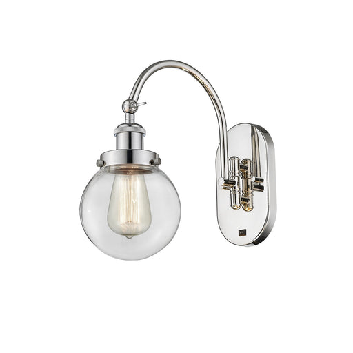 Innovations Beacon 6in 1-Light Swing Arm Wall Sconce | Industrial Polished Nickel Steel and Clear Glass | Bedroom & Living Room | Model 918-1W-PN-G202-6