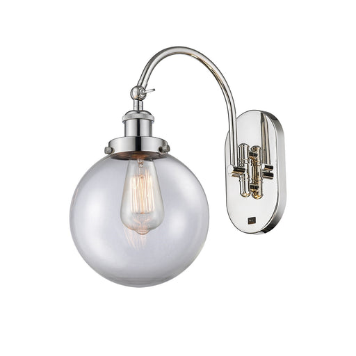 Innovations Beacon 8in 1-Light Swing Arm Wall Sconce | Industrial Polished Nickel Steel and Clear Glass | Bedroom & Living Room | Model 918-1W-PN-G202-8