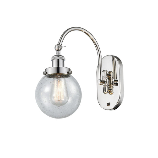 Innovations Beacon 6in 1-Light Swing Arm Lamp | Industrial Polished Nickel Steel and Seedy Glass | Bedroom & Living Room Reading | Model 918-1W-PN-G204-6