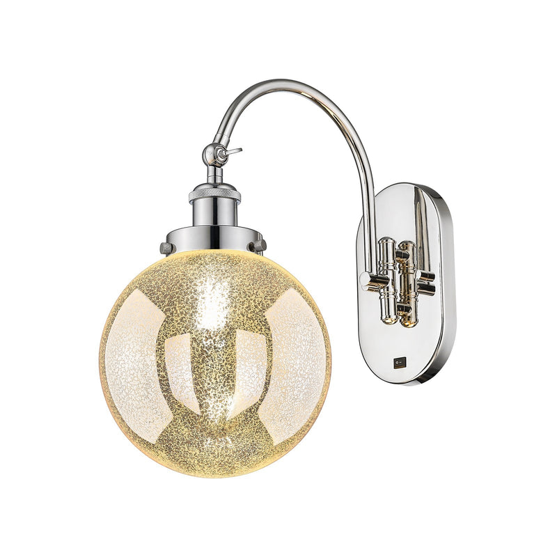 Innovations Beacon 8in 1-Light Swing Arm Sconce | Industrial Polished Nickel and Mercury Seeded Glass | Bedroom & Living Room | Model 918-1W-PN-G208-8