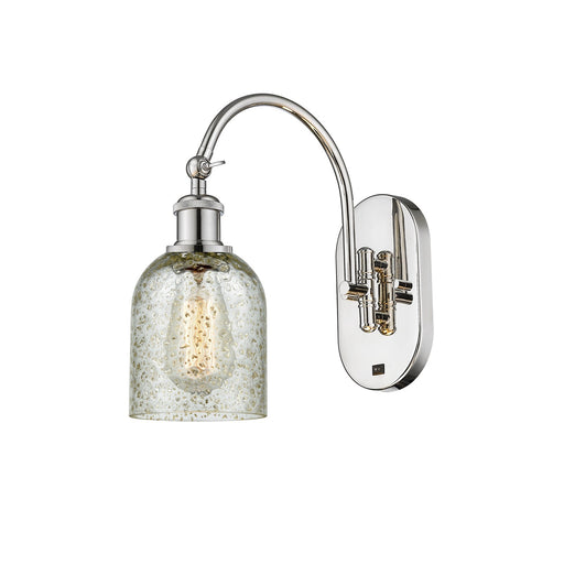 Innovations Caledonia 5in 1-Light Wall Sconce | Industrial Polished Nickel and Mica Glass | Bedroom & Hallway Accent Light | Model 918-1W-PN-G259