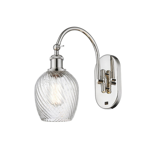 Innovations Salina 5.75in 1-Light Wall Sconce | Industrial Polished Nickel and Clear Spiral Fluted Glass | Bedroom & Hallway Accent | Model 918-1W-PN-G292