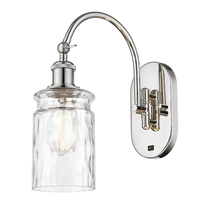Innovations Candor 1-Light Wall Sconce | Industrial Polished Nickel Steel and Clear Waterglass Frosted Glass | Bathroom & Hallway | Model 918-1W-PN-G352