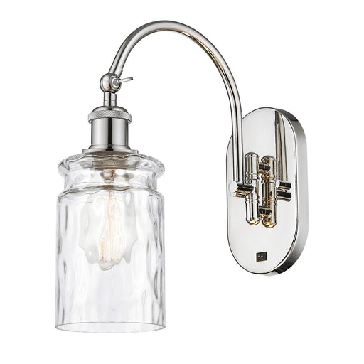 Innovations Candor 1-Light Wall Sconce | Industrial Polished Nickel Steel and Clear Waterglass Frosted Glass | Bathroom & Hallway | Model 918-1W-PN-G352