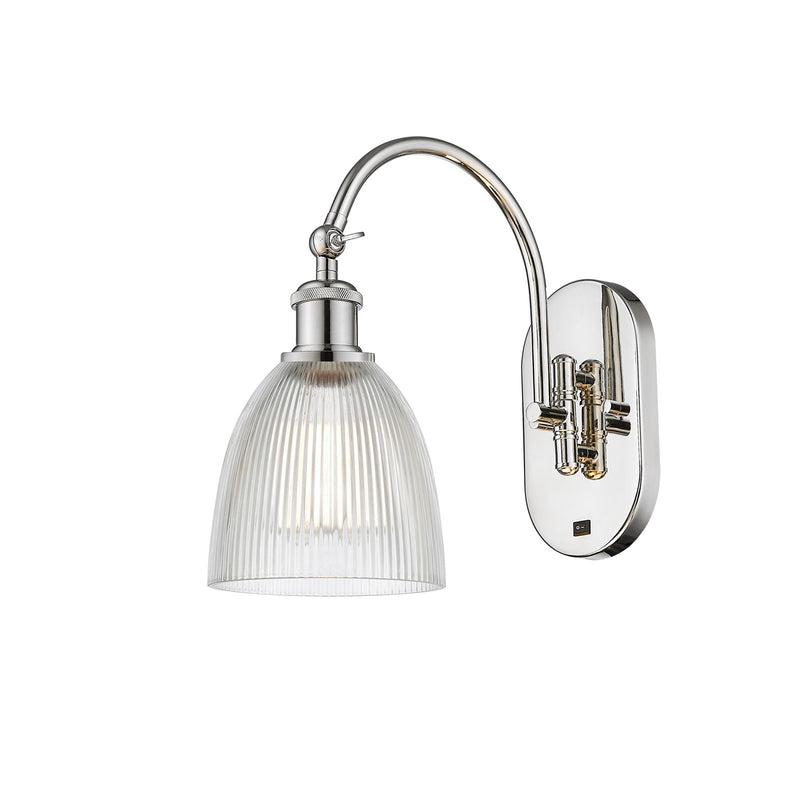 Innovations Castile 6in 1-Light Wall Sconce | Industrial Polished Nickel and Clear Glass | Bedroom & Hallway Accent | 6 x 13 in | Model 918-1W-PN-G382