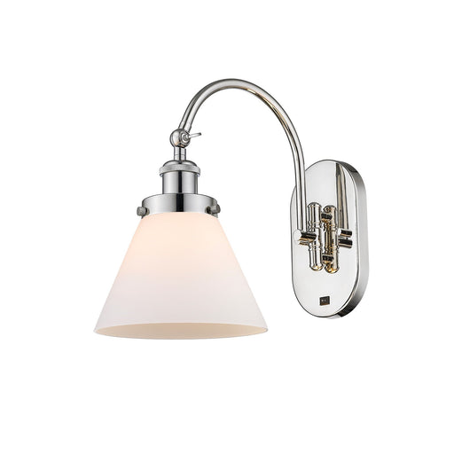 Innovations Cone 8in 1-Light Swing Arm Lamp | Industrial Polished Nickel Steel and Matte White Frosted Glass | Kitchen Island & | Model 918-1W-PN-G41-LED