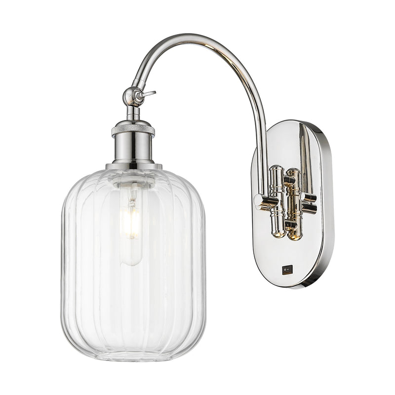 Innovations Preston Cylinder 6.75in 1-Light Wall Sconce | Industrial Polished Nickel and Clear Glass | Hallway & Bathroom | Model 918-1W-PN-G460-7CL