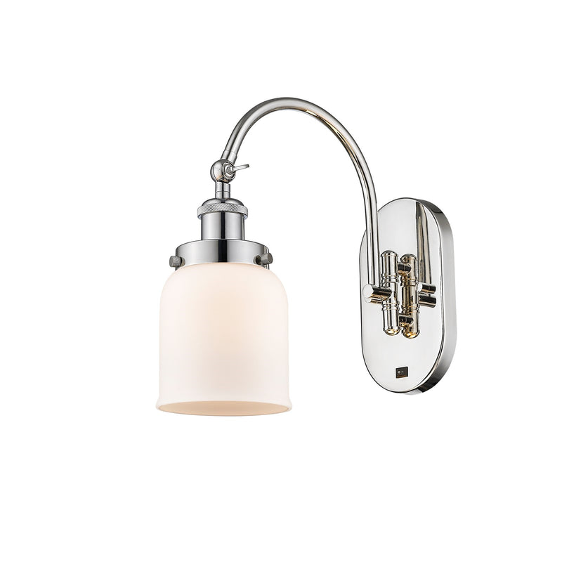 Innovations Bell 5in 1-Light Swing Arm Lamp | Industrial Polished Nickel and Matte White Frosted Glass | Bedroom Reading & | Model 918-1W-PN-G51-LED