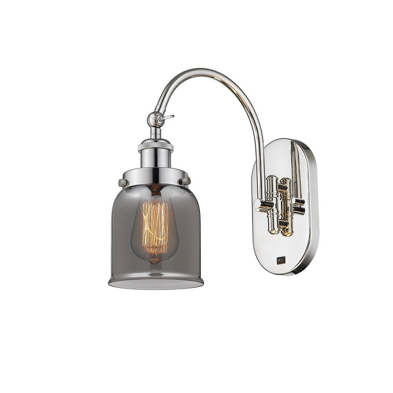Innovations Bell 5in 1-Light Swing Arm Lamp | Industrial Polished Nickel and Light Smoke Glass | Bedroom Reading Light | Model 918-1W-PN-G53-LED