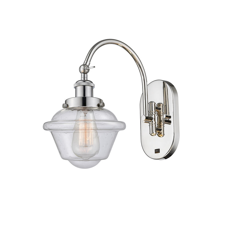Innovations Oxford 7.5in 1-Light Swing Arm Lamp | Traditional Polished Nickel and Seedy Glass | Bedroom Reading Light | Model 918-1W-PN-G534-LED
