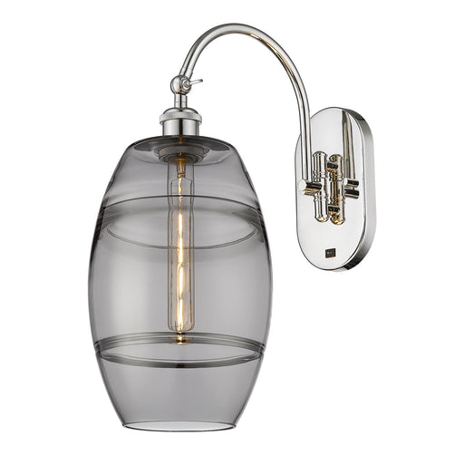 Innovations Vaz 8in 1-Light Wall Sconce | Industrial Polished Nickel Steel and Light Smoke Glass | Bedroom & Hallway Accent | Model 918-1W-PN-G557-8SM