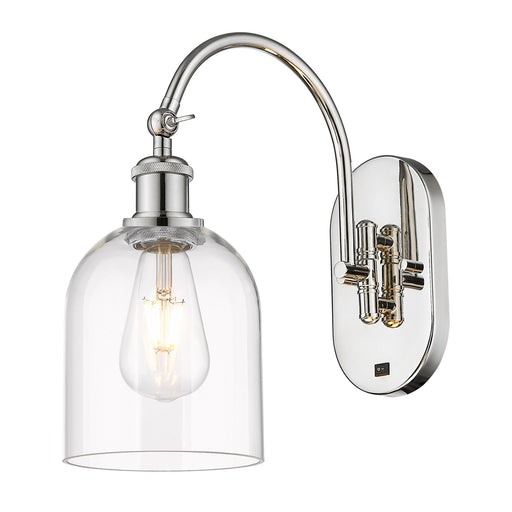 Innovations Bella 5.5in 1-Light Wall Sconce | Polished Nickel Steel and Cast Brass with Clear Glass Bell Shade | Bedroom & | Model 918-1W-PN-G558-6CL