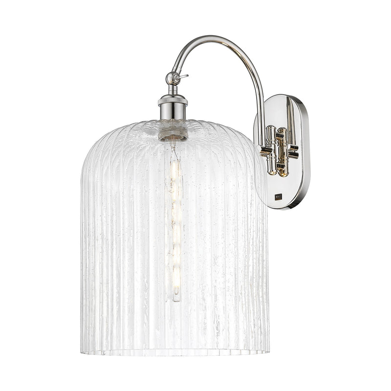 Innovations Bridal Veil 12in 1-Light Wall Sconce | Industrial Polished Nickel and Seedy Ribbed Glass | Bathroom & Hallway | Model 918-1W-PN-G559-12SDY