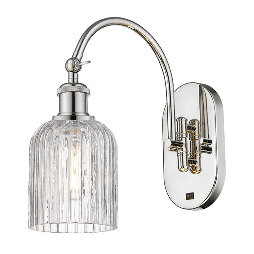 Innovations Bridal Veil 5in 1-Light Wall Sconce | Industrial Polished Nickel and Clear Ribbed Glass | Bathroom & Hallway Accent | Model 918-1W-PN-G559-5CL