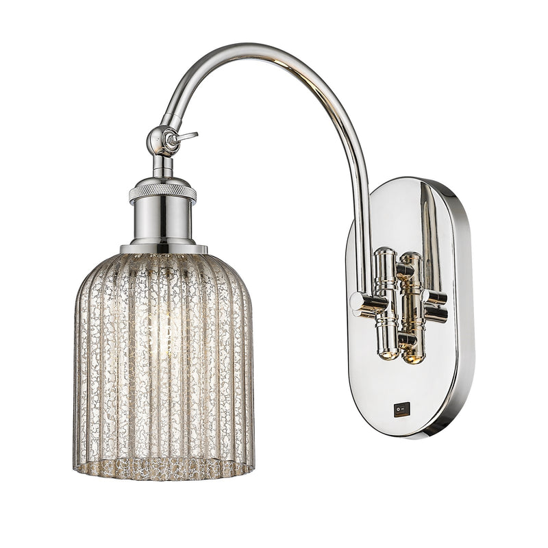 Innovations Bridal Veil 5in 1-Light Wall Sconce | Industrial Polished Nickel and Mercury Ribbed Glass | Bedroom & Hallway | Model 918-1W-PN-G559-5ME